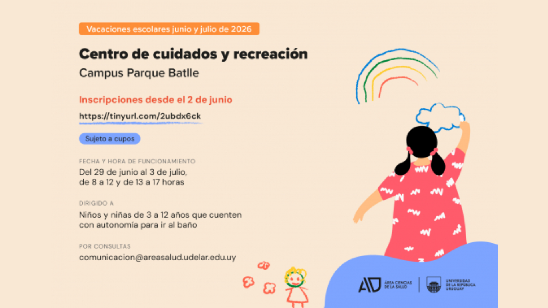 Inscripción al Centro de Cuidados y Recreación del Campus Parque Batlle / Período de Julio 2026