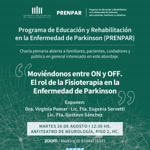 Martes 26 de agosto: Charla PRENPAR