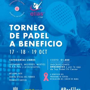 Viernes 17 al 19 de octubre: Torneo de pádel a beneficio del Programa de rápida resolución del cáncer de mama