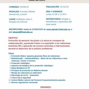Lunes 29 de setiembre: Comienza el Curso de Radioprotección en la práctica médica 2025