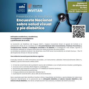 Jueves 4 de diciembre: Presentación de resultados de encuesta nacional sobre salud visual y pie diabético