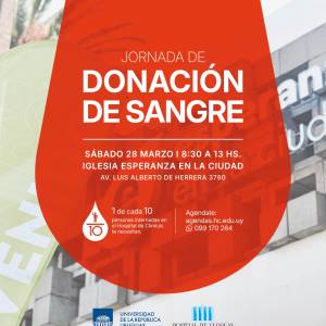 Sábado 28 de marzo: Jornada de Donación de Sangre