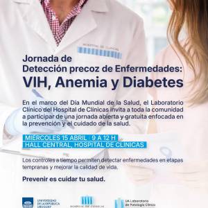 Miércoles 15 de abril: Jornada de detección precoz de enfermedades: VIH, anemia y diabetes