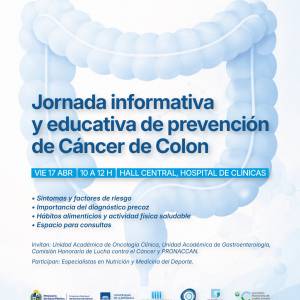 Viernes 17 de abril: Jornada informativa y educativa de prevención de Cáncer de Colon