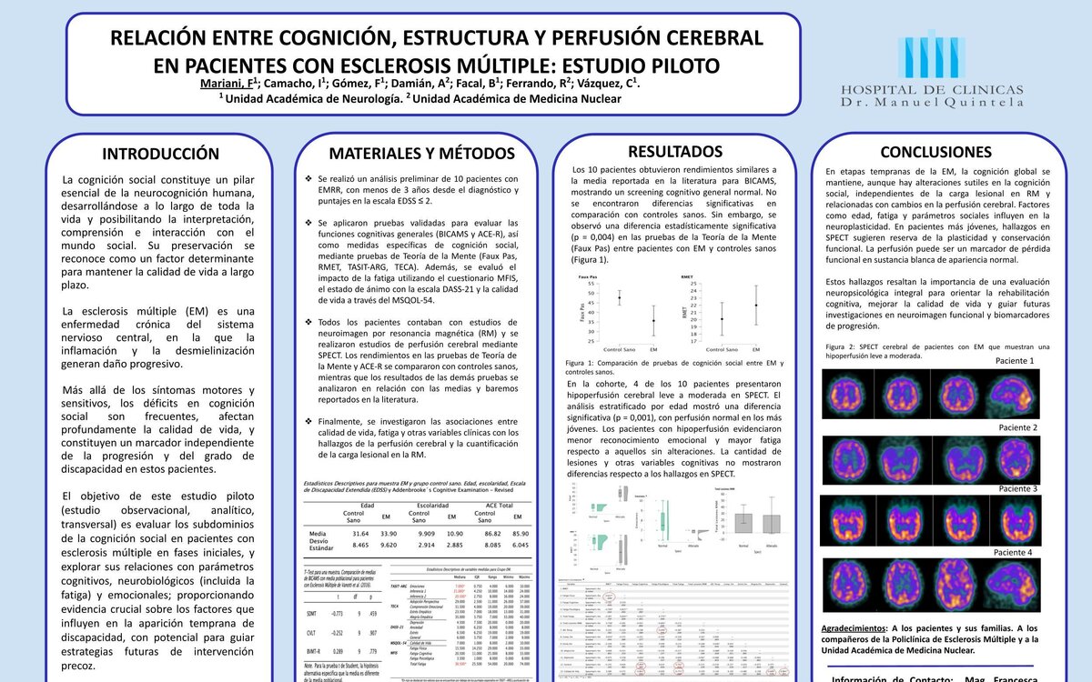 RELACIÓN ENTRE COGNICIÓN, ESTRUCTURA Y PERFUSIÓN CEREBRAL EN PACIENTES CON ESCLEROSIS MÚLTIPLE: RESULTADOS PRELIMINARES