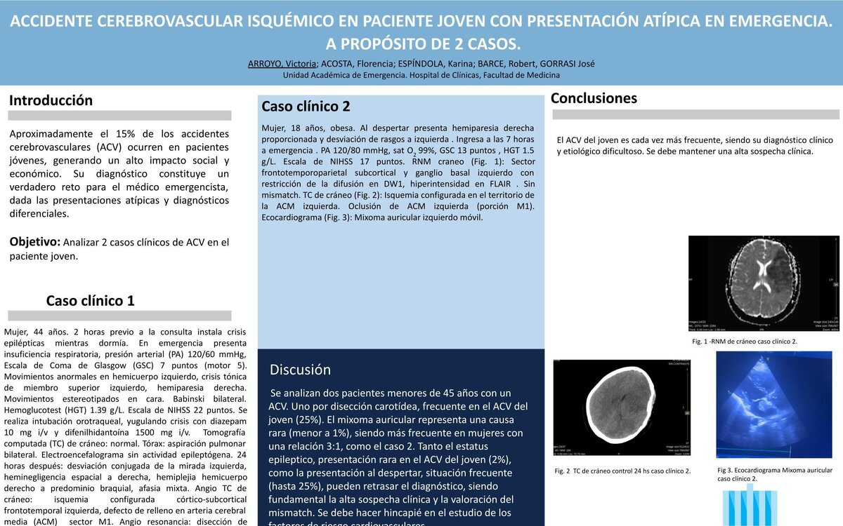 ACCIDENTE CEREBROVASCULAR ISQUÉMICO EN PACIENTE JOVEN CON PRESENTACIÓN ATÍPICA EN EMERGENCIA. A PROPÓSITO DE 2 CASOS