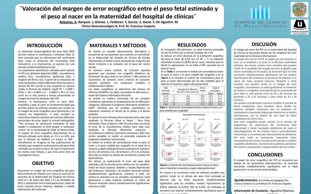Valoración del margen de error ecográfico entre el peso fetal estimado y el peso al nacer en la maternidad del hospital