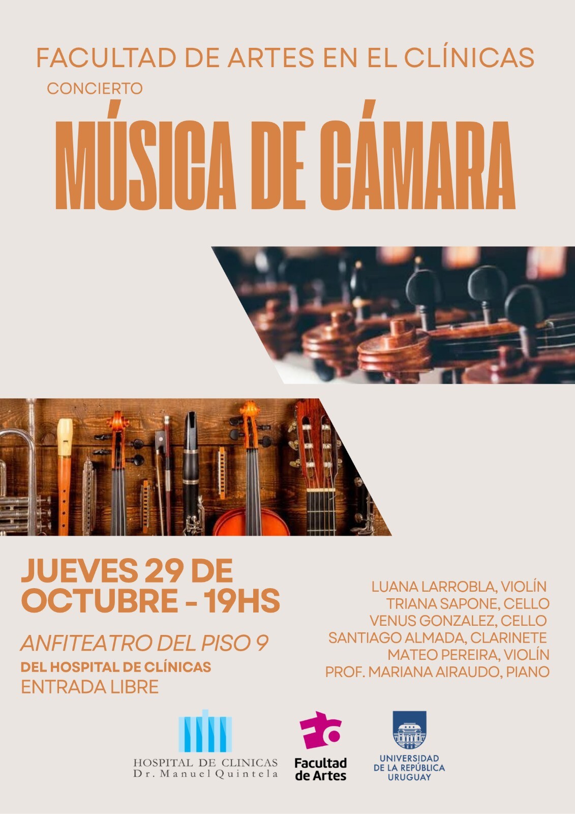 Facultad de Artes en el Clínicas, concierto: Música de Cámara